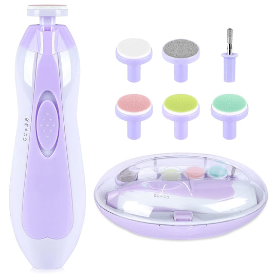Baby Nail Trimmer ElectricBaby Nail Clippers 6 in 1 Baby Nail FileNail File Baby Grooming Kit Manicure Set for Toddler or Adults (Purple)