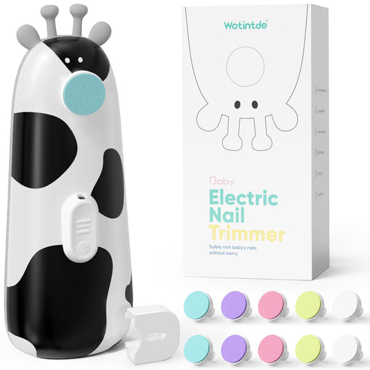 Wotintde Baby Nail Trimmer Electric Baby Nail File Baby Nail Clippers with 10 Grinding Heads & LED Light Safe Electric Nail File for Baby Newborn Toddler Toes Fingernails Baby Nail Care Kit